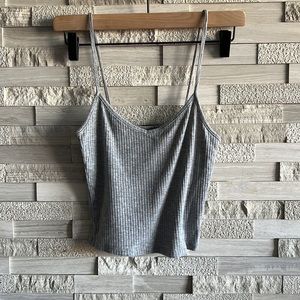 Bershka Grey Ribbed Crop Tank Size S